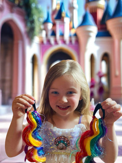 rainbow piggy tail set